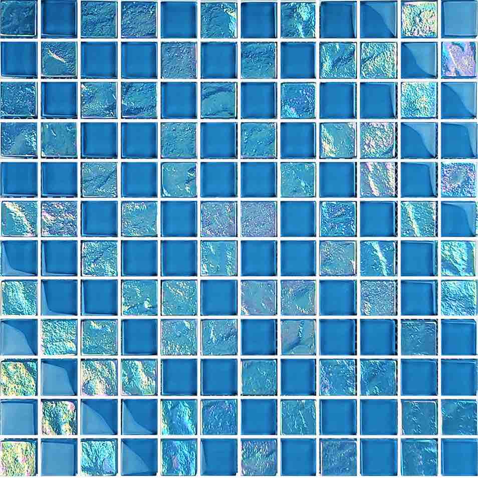 Brush Blue 1X1 Glass Mosaic Tile