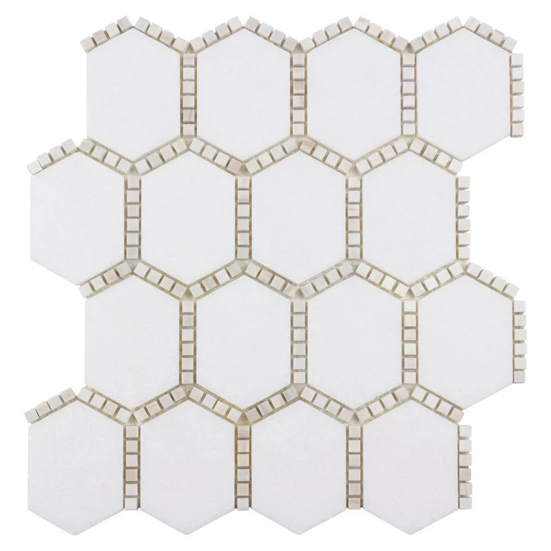 What kind of natural stone makes up the hexagon and the border?