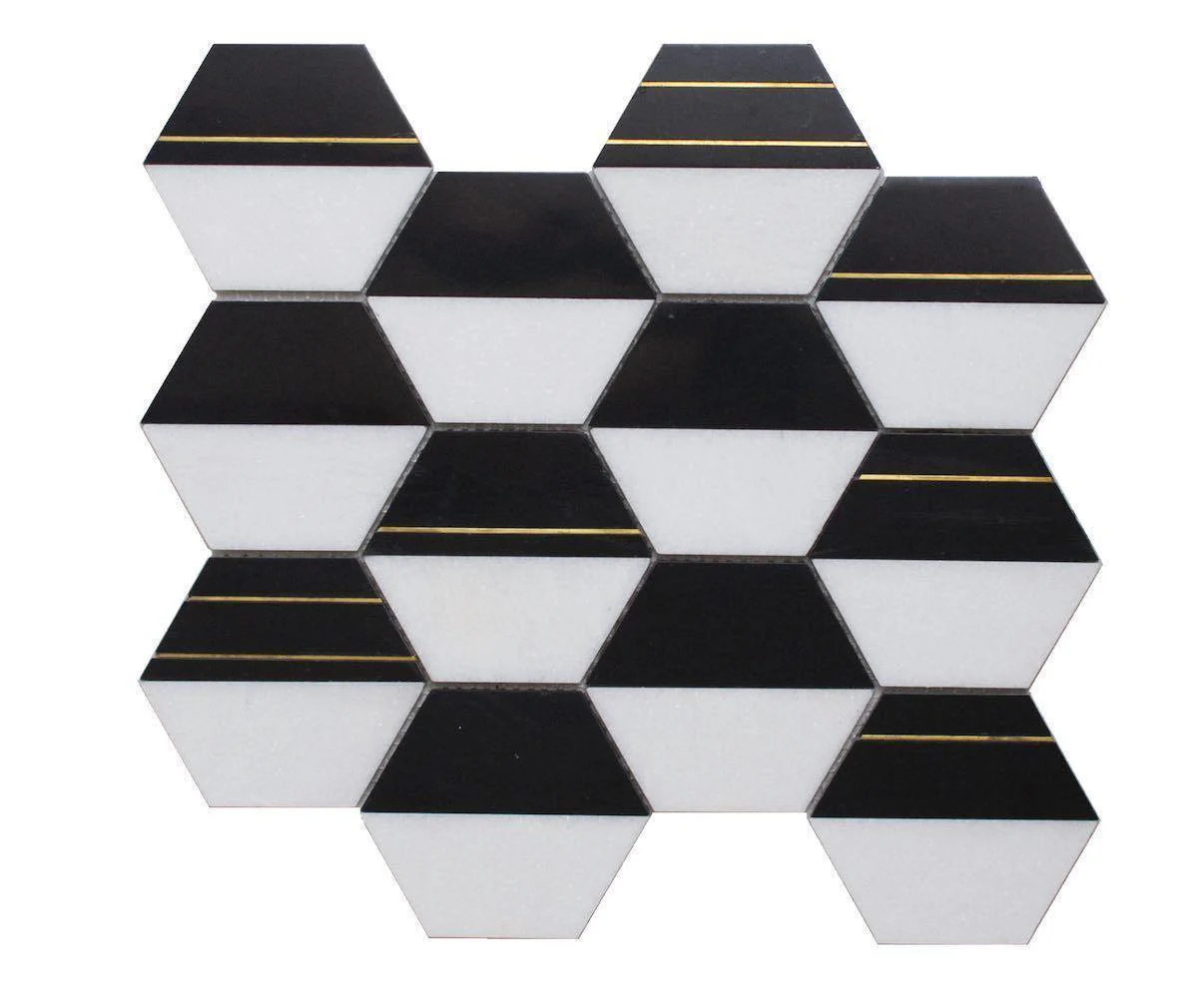 Inlay Brass Gold Hexagon Black and White Tile Questions & Answers