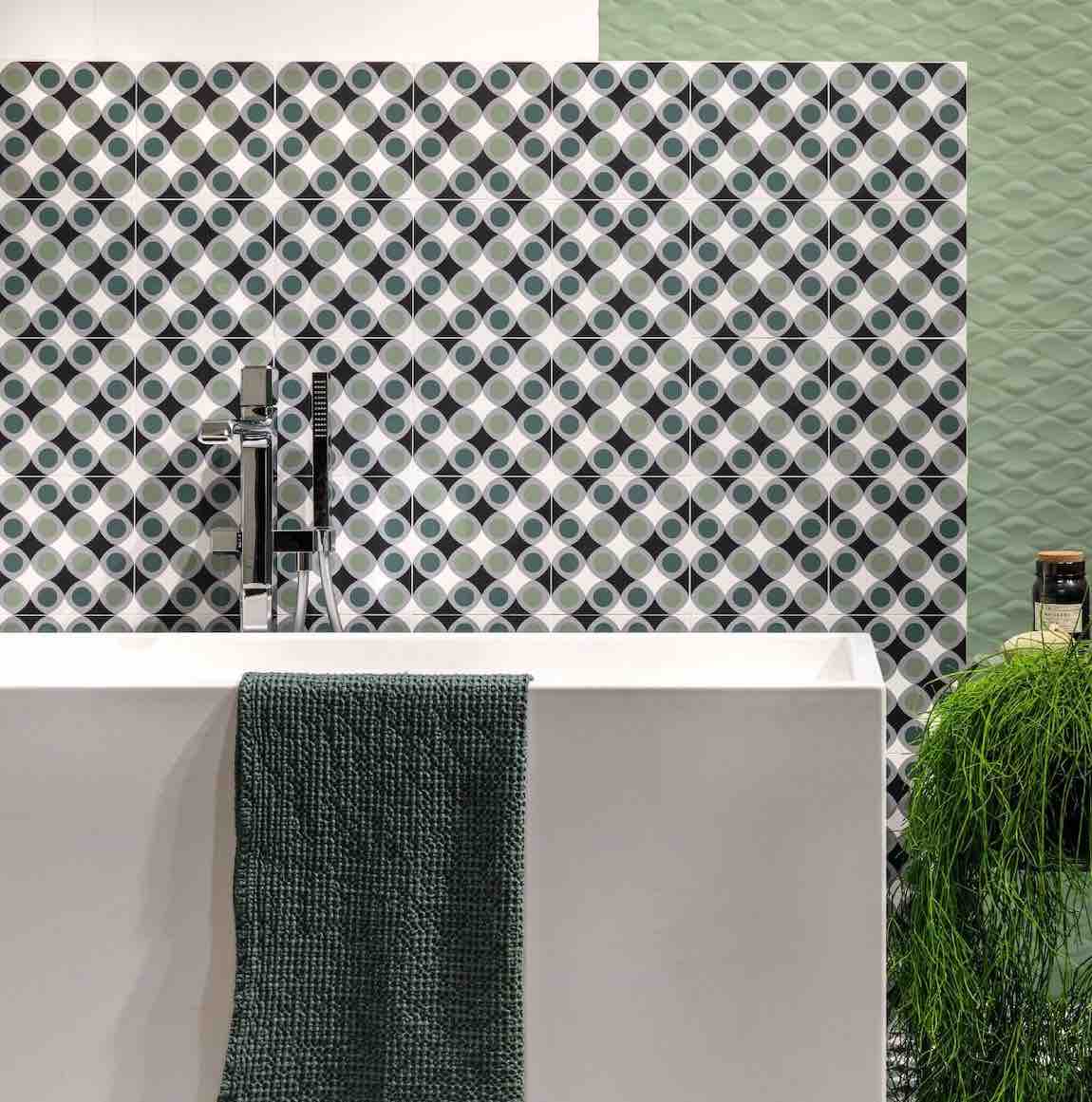 Which black tile coordinates with Joyful Mint collection?