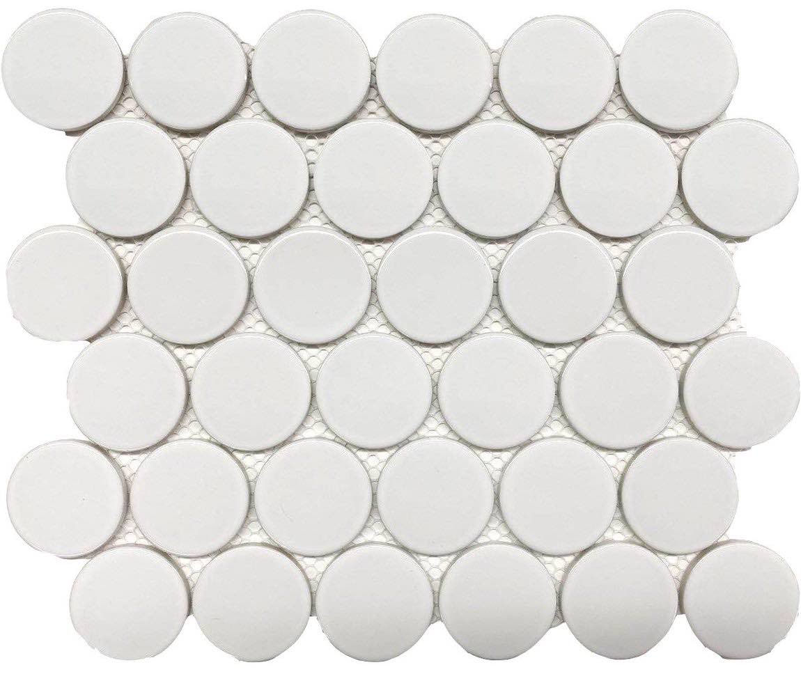 Glossy Porcelain Mosaic Tile Rounded White 2'' Questions & Answers