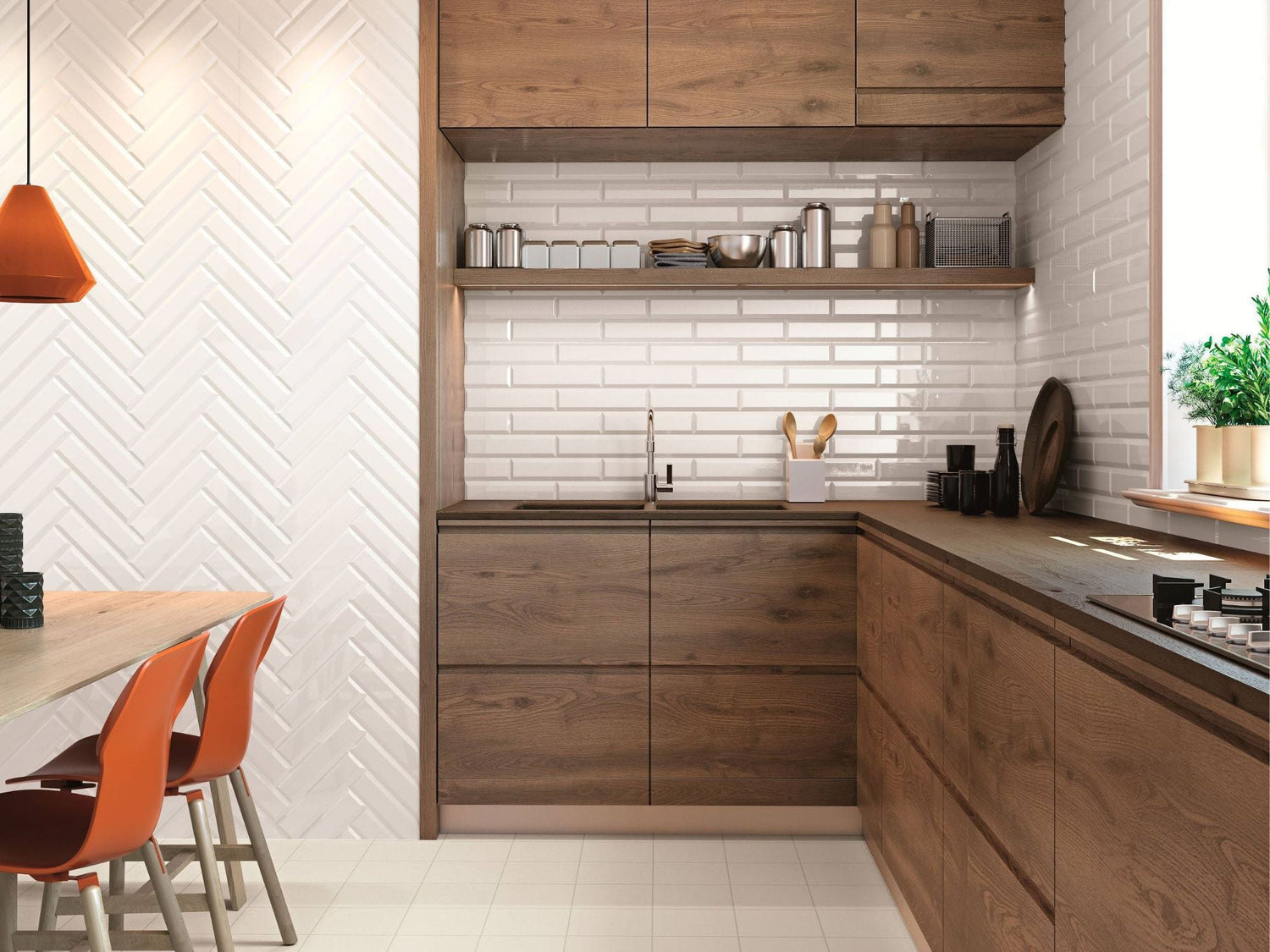 5 Kitchen Backsplash Tiles For Walnut Wood Cabinets