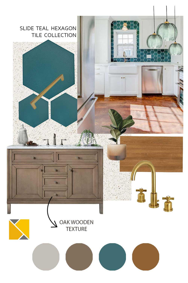 Mood Board: Slide Teal Hexagon Tile