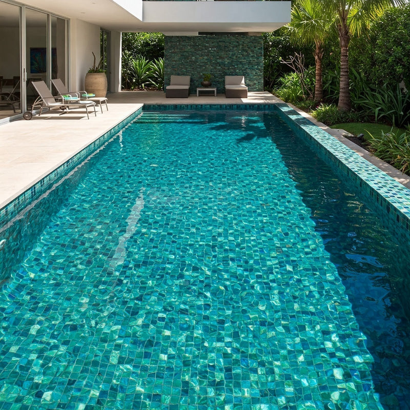 10 Gorgeous Recycled Glass Tile Designs for a Modern Swimming Pool