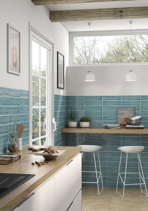 Henry  Contemporary Gray & Teal Kitchen Design