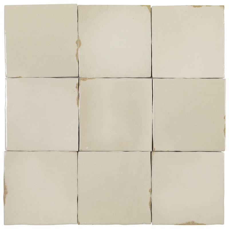 Zellige Heritage Ceramic Distressed Wall Tile Sand 4x4 for kitchen backsplash