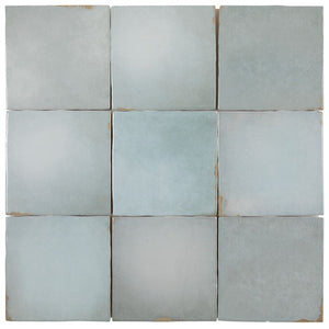 Zellige Heritage Ceramic Distressed Wall Tile Vintage Aqua 4x4