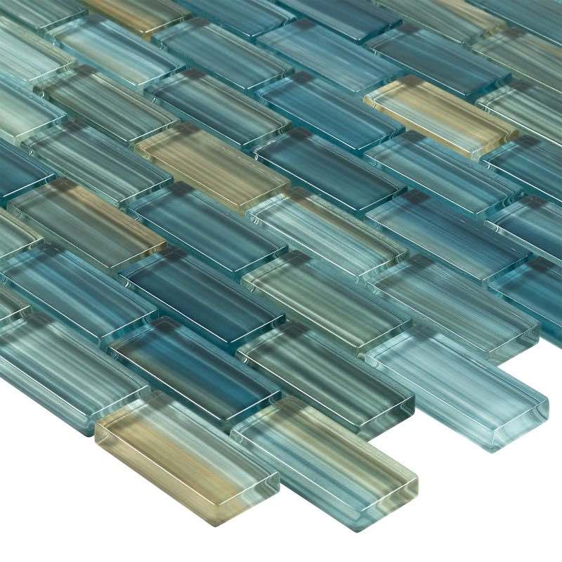 Glass Mosaic Tile Aquarella Aqua 1x2