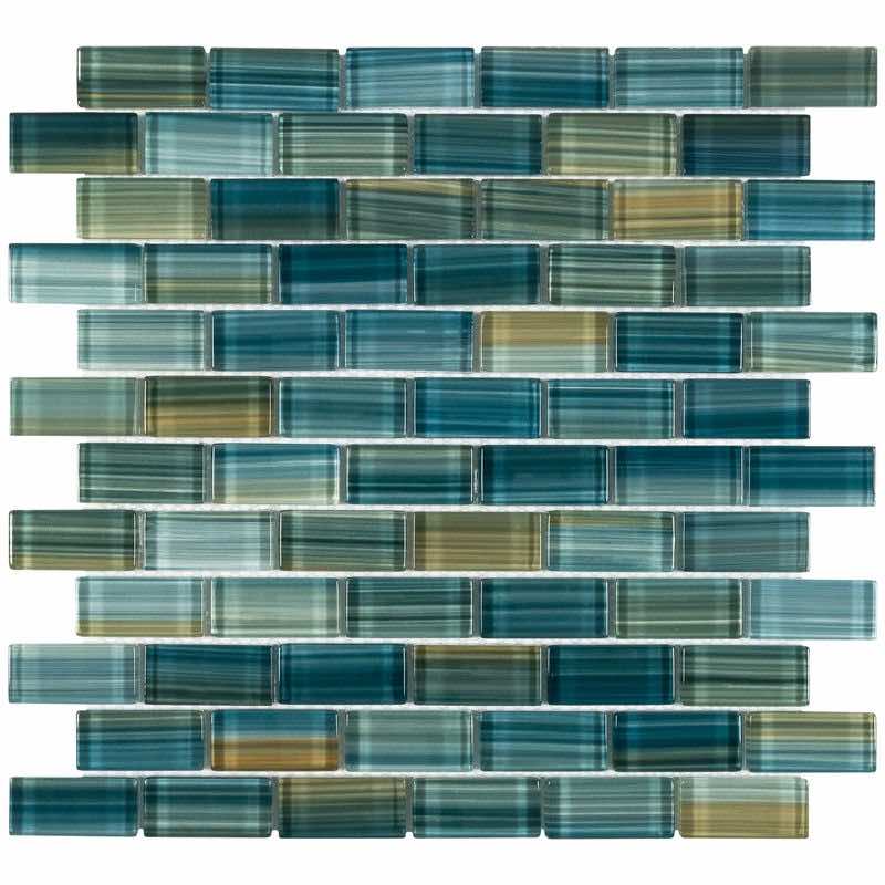 Glass Mosaic Tile Aquarella Aqua 1x2