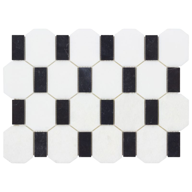 Extended Hexagon Stone Mosaic Tile Black for Kitchen, and Bathroom