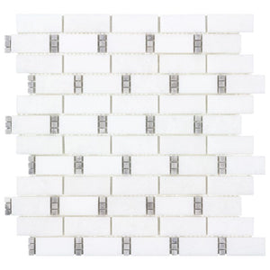 Subway Dots Stone Mosaic Tile Gray for kitchen backsplash, and bathrooms