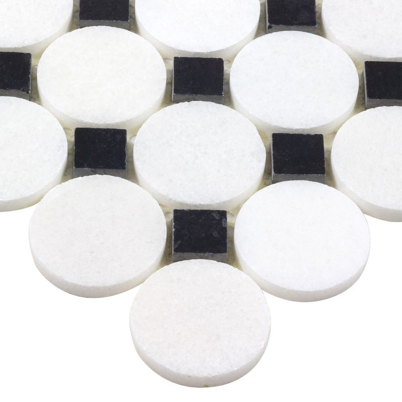 Rounded Dots Stone Mosaic Tile Black for shower floor and walls