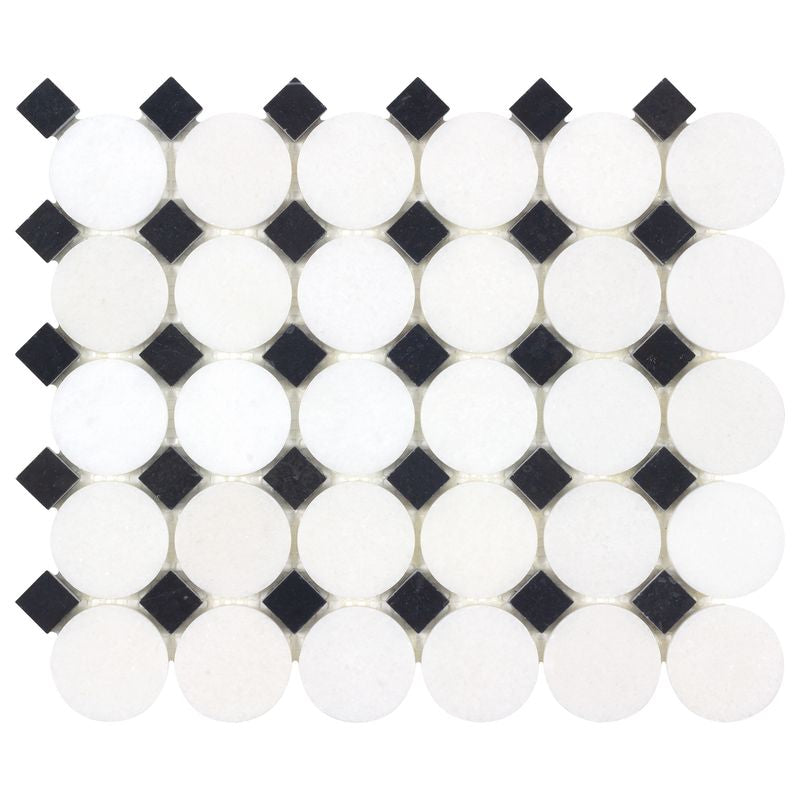 Rounded Dots Stone Mosaic Tile Black