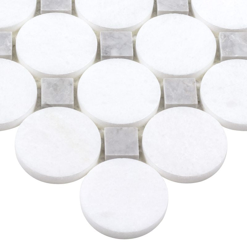 Rounded Dots Stone Mosaic Tile Gray for shower floor and walls