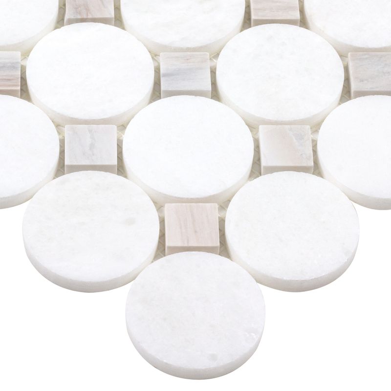 Rounded Dots Stone Mosaic Tile Beige for shower floor and walls