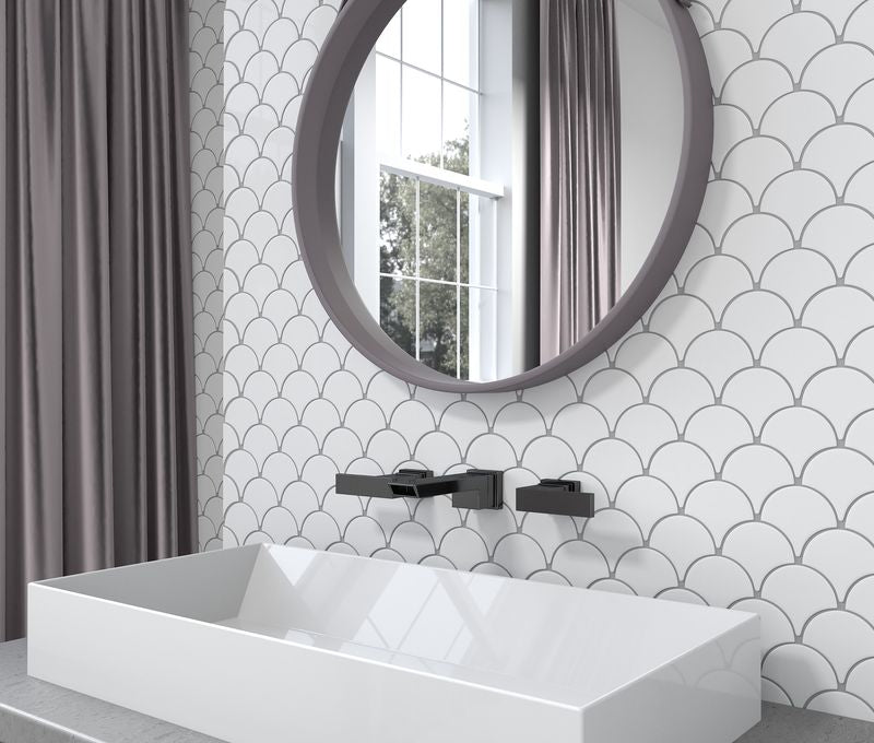 Urbana Fish Scale White Glossy Porcelain Tile