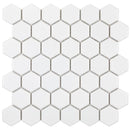 Urbana Hex White Matte Porcelain Mosaic Tile for bathroom and showers, floors and walls