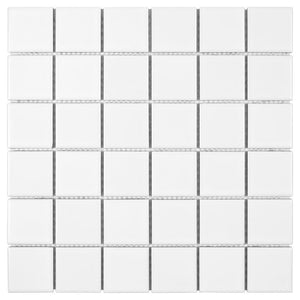 Urbana 2x2 White Matte Porcelain Mosaic Tile for shower floors