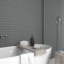 Urbana 2x2 Grey Matte Porcelain Mosaic Tile featured on a shower