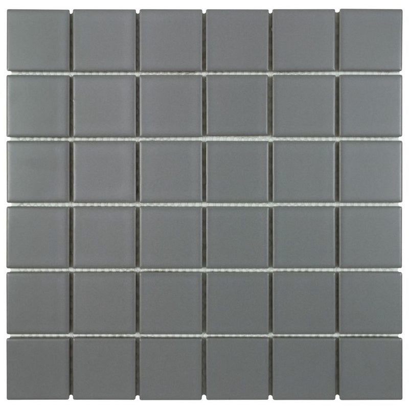 Urbana 2x2 Grey Matte Porcelain Mosaic Tile for bathroom and showers, floors, and walls