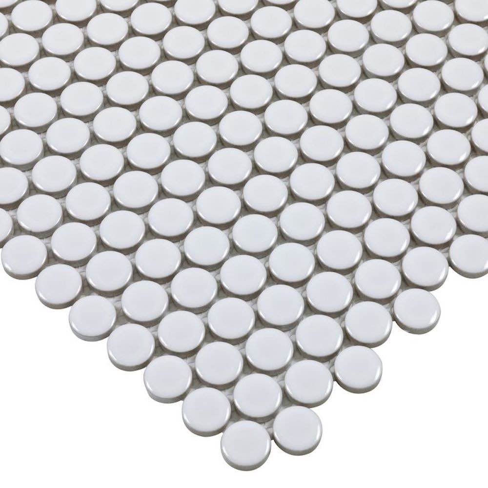 Urbana Penny White Glossy Porcelain Mosaic Tile