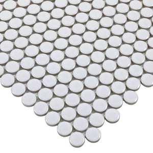 Urbana Penny White Glossy Porcelain Mosaic Tile for bathroom and showers