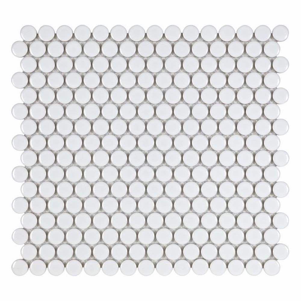 Urbana Penny White Glossy Porcelain Mosaic Tile