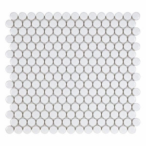 Urbana Penny White Glossy Porcelain Mosaic Tile for kitchen and bathroom