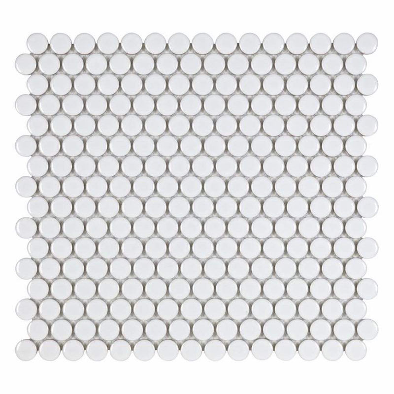 Urbana Penny White Glossy Porcelain Mosaic Tile for kitchen and bathroom