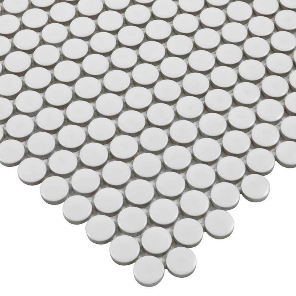 Urbana Penny White Matte Porcelain Mosaic Tile