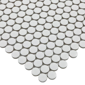 Urbana Penny Round (3/4'') White Matte Porcelain Mosaic Tile for shower floors and walls