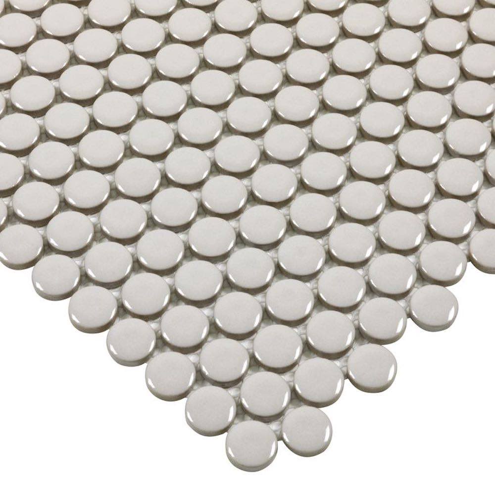 Urbana Penny Taupe Glossy Porcelain Mosaic Tile