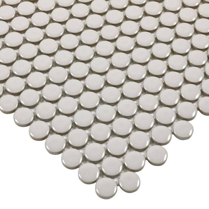 Urbana Penny Taupe Glossy Porcelain Mosaic Tile for bathroom and showers