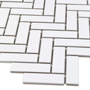 Urbana Herringbone White Glossy Porcelain Tile for bathroom and shower walls