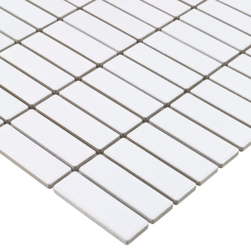 Urbana Stacked White Glossy Porcelain Mosaic Tile