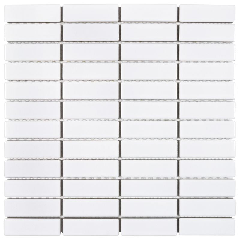 Urbana Stacked White Glossy Porcelain Mosaic Tile