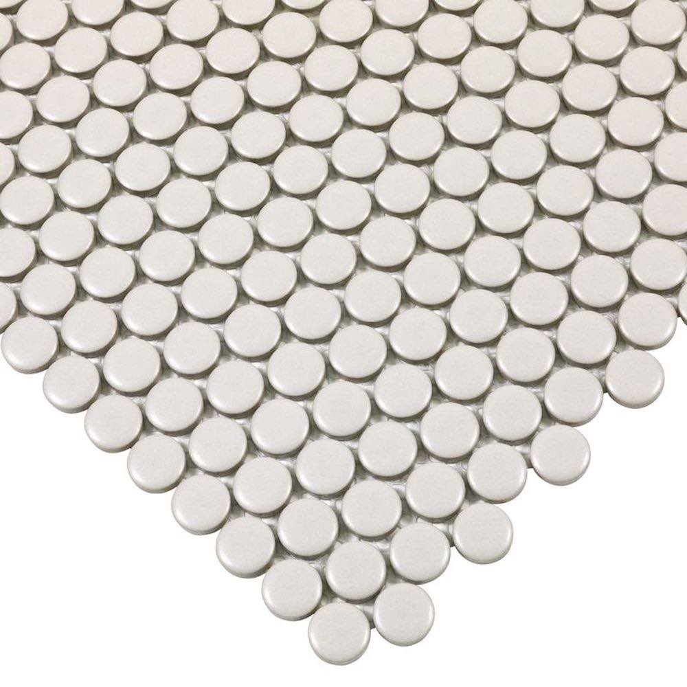 Urbana Penny Pearl Matte Porcelain Mosaic Tile for shower floor and walls