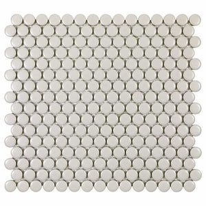 Urbana Penny Pearl Matte Porcelain Mosaic Tile for bathroom floor and walls