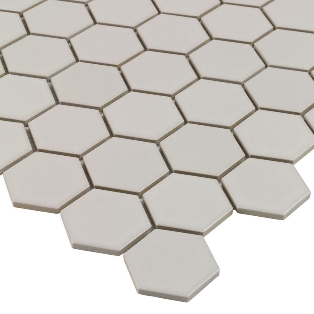 Urbana Hex Taupe Matte Porcelain Mosaic Tile for shower floors and walls