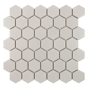 Urbana Hex Taupe Matte Porcelain Mosaic Tile for bathroom floors and walls