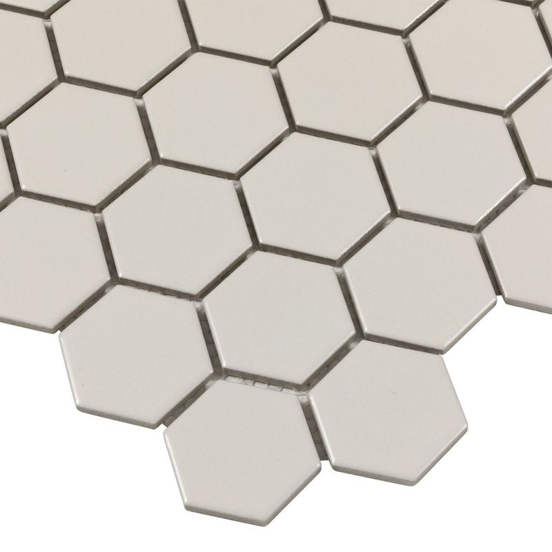 Urbana Hex Pearl Matte Porcelain Mosaic Tile for shower floors and walls