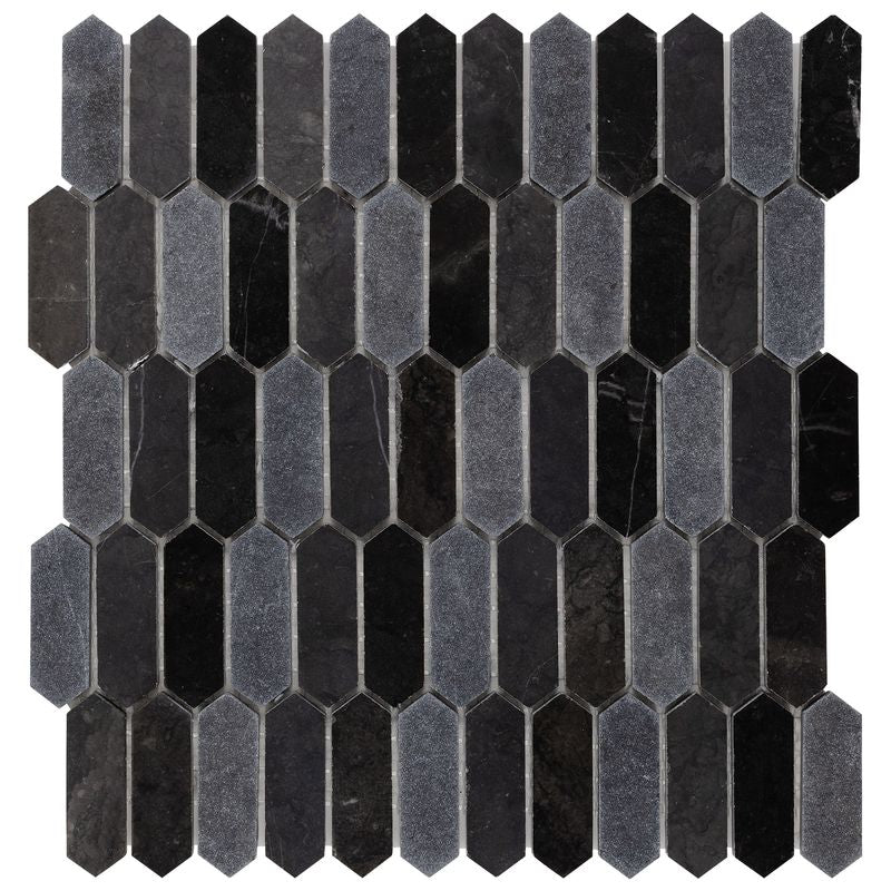 Picket Stone Mosaic Tile Black Blend