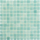 Recycled Glass Mosaic Tile Nieblas Fog Caribbean for Swimming pool including the waterline and spas, kitchen backsplash, bathroom, shower, floor, and walls