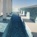 Commercial swimming pool featuring the Preserve Recycled Glass Mosaic Tile Kalimantan 1x1