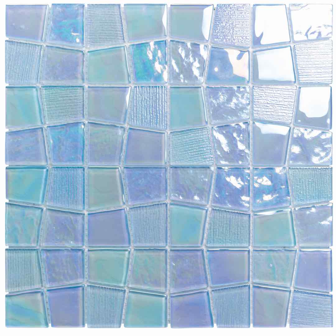 Water Puzzle Glass Tile Celestial Blue 12x12