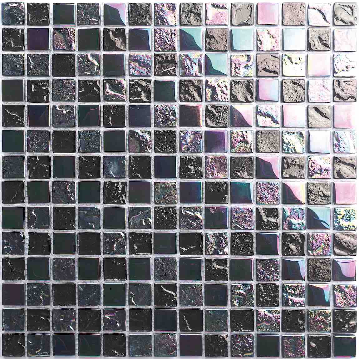 Reflections Iridescent Glass Tile Black 1x1