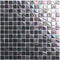 Reflections Iridescent Glass Tile Black 1x1 for swimming pool, including spa, waterline, water feature, kitchen backsplash, bathroom, and shower walls