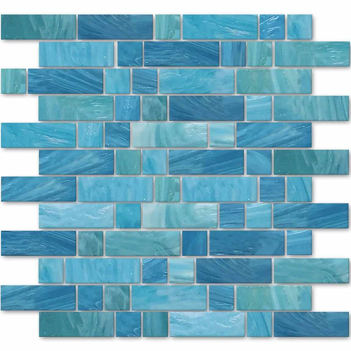 Glass Mosaic Tile Water Art Aqua Mix