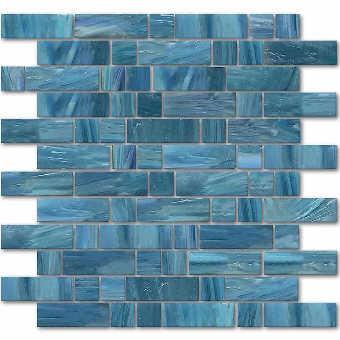 Glass Mosaic Tile Water Art Teal Mix