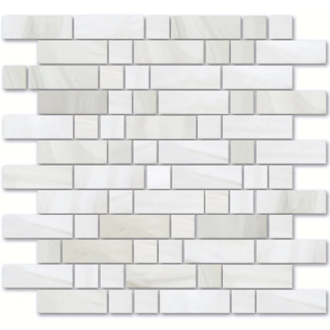 Glass Mosaic Tile Water Art White Mix